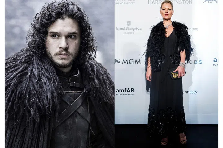 Jon Snow: Brooding at Castle Black.

Kate Moss: In Marc Jacobs and Harry Winston jewels at the amfAR Hong Kong Gala in 2015. Photo: HBO/Getty