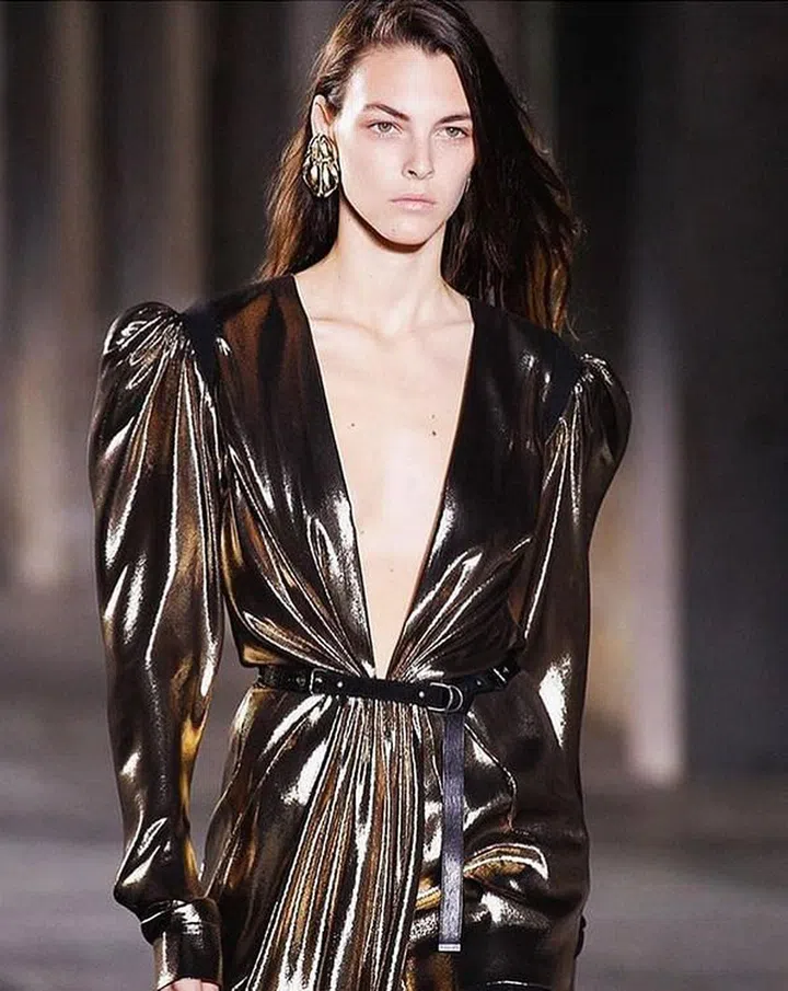Number of shows walked: 42 //
Trademark: Amazing  bone structure, alabaster skin, intense walk //
Seen here: Saint Laurent (@ysl) //
Photo: Instagram (@vittoceretti)