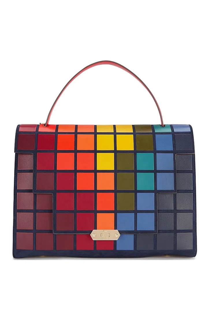 Giant pixels in ink suede. Photo: Anya Hindmarch