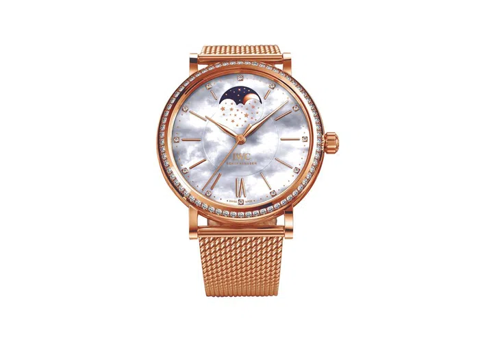 Red gold and diamond Portofi no Midsize
Automatic Moon Phase, IWC Schaffhausen