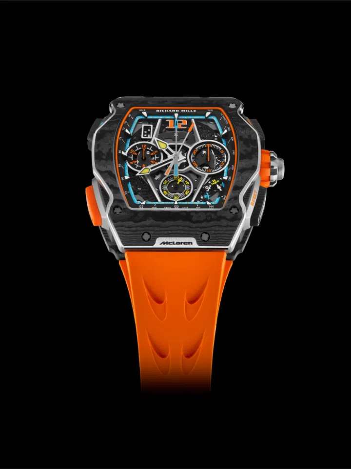 Richard Mille RM 65-01 watch case and strap in orange