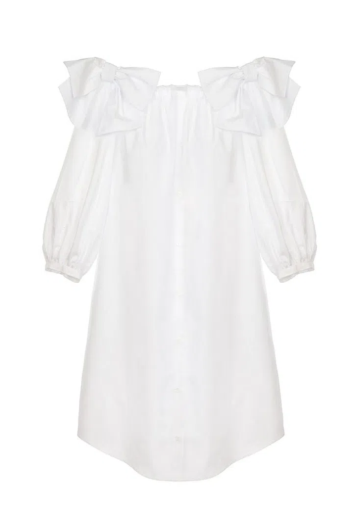 The off-the-shoulder trend shows no sign of waning and this pretty white dress will work hard all summer long.