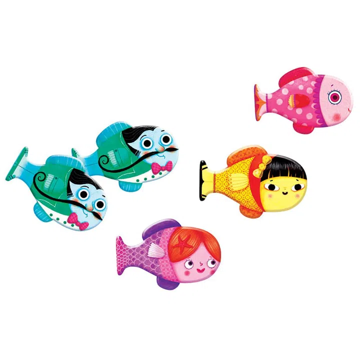 One or more players can test their memory skills with the help of 30 cartoon fish. The game starts with a player turning over two fish and then flipping them back to the plain side. The players have to remember where the matching fish lie and find as many pairs as possible to win. Simple, but effective.