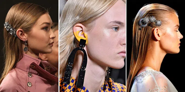 Statement, attention-seeking ears were a real focal point on the SS17 catwalk. Proenza Schouler and Giamba painted the lobes in glittery silver and fluorescent yellow hues, while Bottega Veneta and Marchesa framed ears with hair accessories, earrings and slicked back hair styles to put them on show.  
