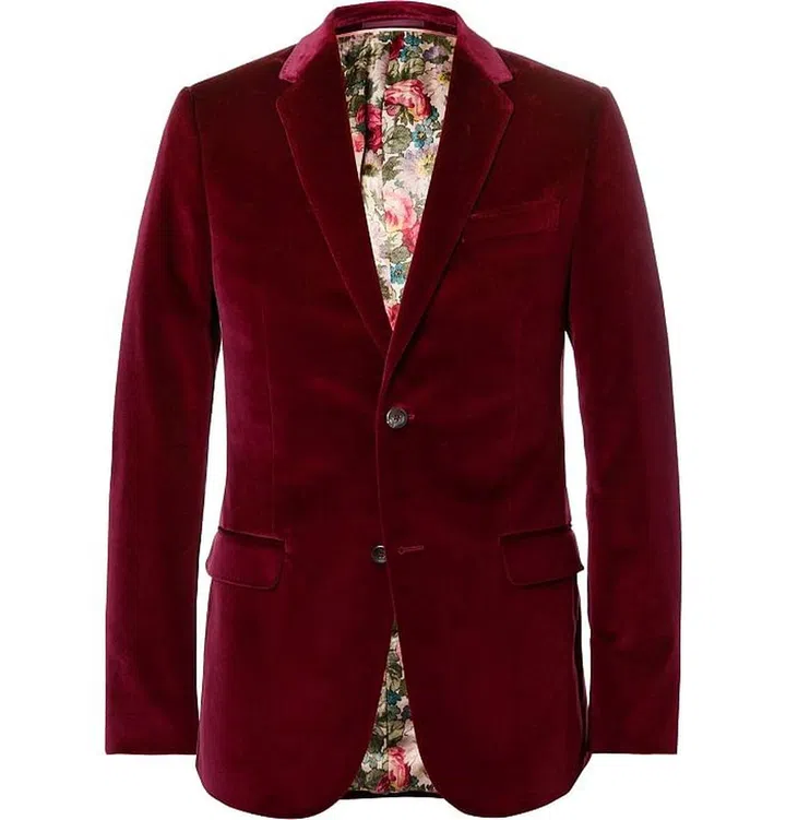 Gucci Burgundy Slim-Fit Stretch-Cotton Velvet Blazer