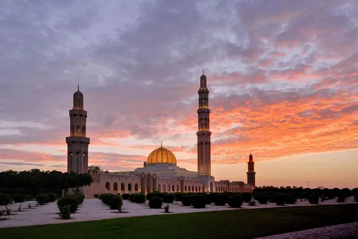 The imposing Sultan Qaboos Grand Mosque, located in the capital city, Muscat, is the main mosque in Oman.
