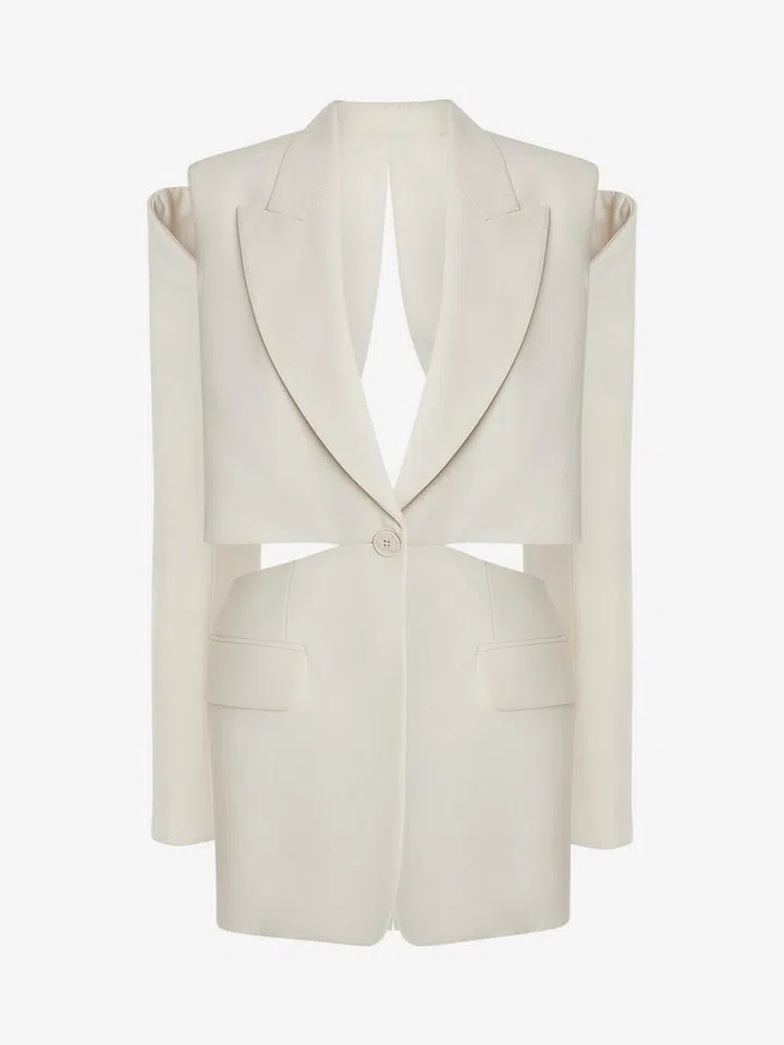 Slashed Wool Jacket in Ivory, $4,595, Alexander McQueen