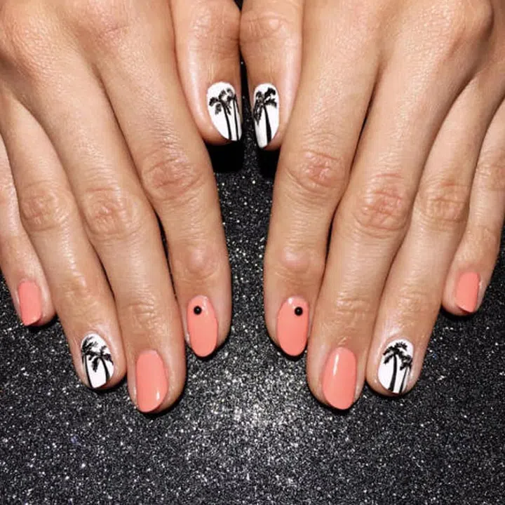 The best accessory for your winter holiday: muted coral polish and palm tree silhouettes.
@chalkboardnails