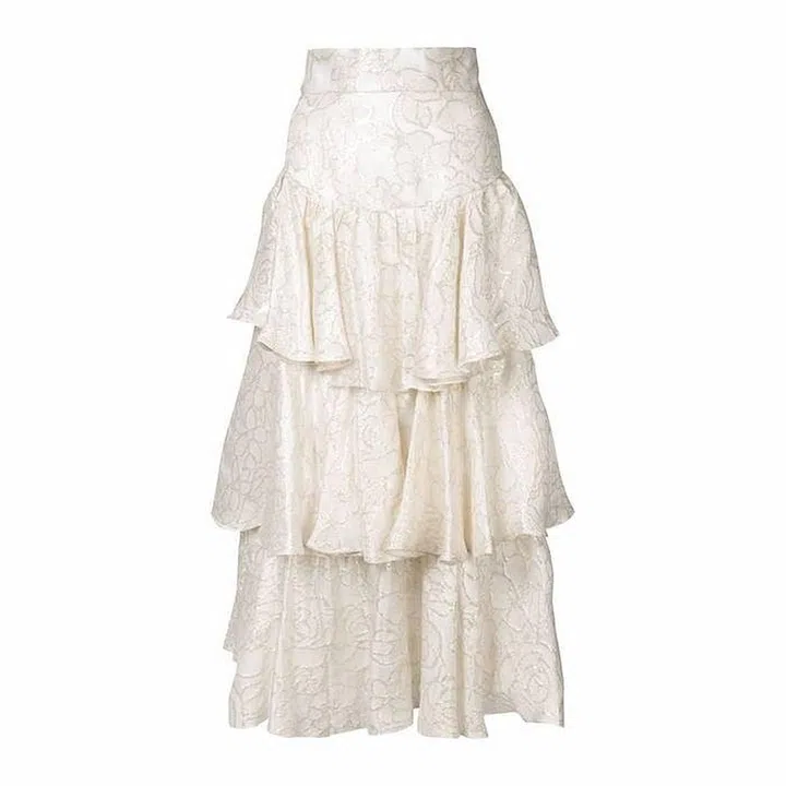 Gold Lamé Ruffle Skirt, $731, Bambah at Farfetch
