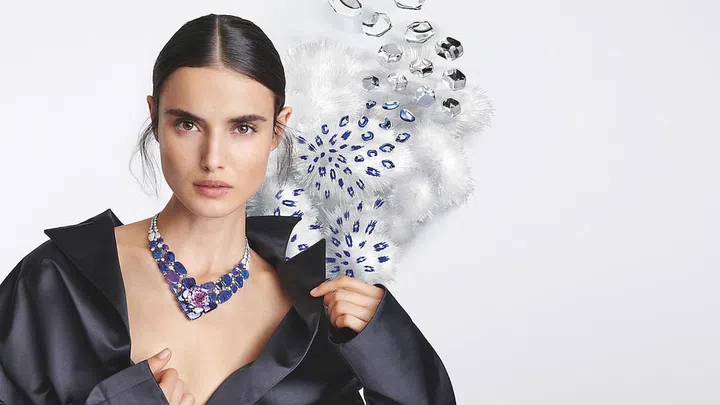 [SUR]naturel platinum, kunzite, opal and diamond Hemis necklace (Photo: Cartier)