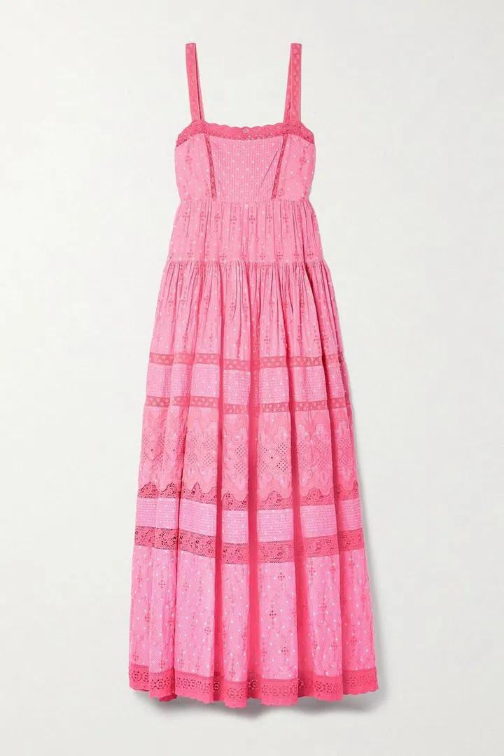 Camisha Crochet-Trimmed Polka-Dot Broderie Anglaise Cotton Maxi Dress, $792, Loveshackfancy at Net-a-Porter
