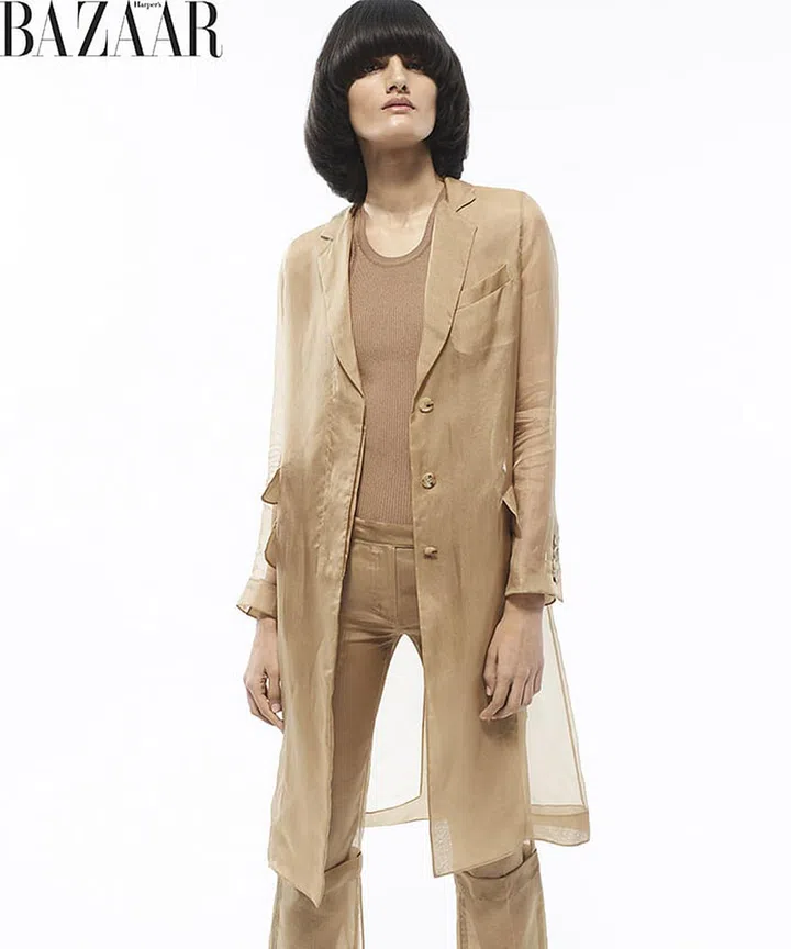 Max Mara jacket, top, and pants