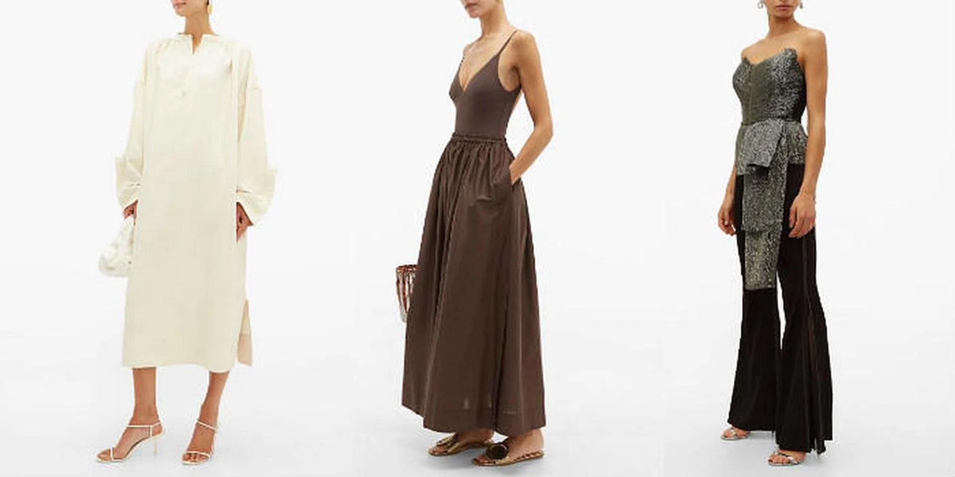 Jil Sander Louise dress, Matteau maxi skirt, Maria Lucia Hohan Macie bustier