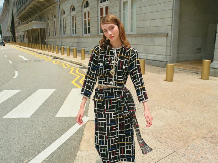 Chanel Tweed Skirt top Chanel backpack Chanel belt