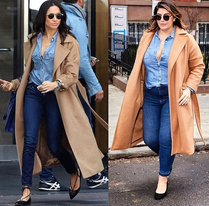 Five years ago, there was only one brand making comfortable and stylish jeans for a woman larger than a 12. Now, we’re living in an era of seemingly endless jeans options for all sizes, so it's easier than ever to find a brand that best suits your body type. Some of my favorites are Good American (pro-tip: I size up in any of the styles for added stretch), Warp + Weft, AYR, NYDJ, and Marina Rinaldi. A Canadian tuxedo is made for all bodies!
Photo: Instagram