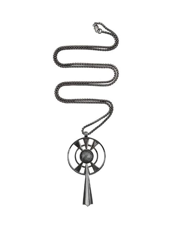Singapore Jewellery Designer Mandy Wu's ruthenium plated Solaris necklace with moonstone