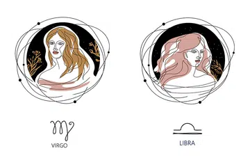 horoscopes virgo libra illustrations