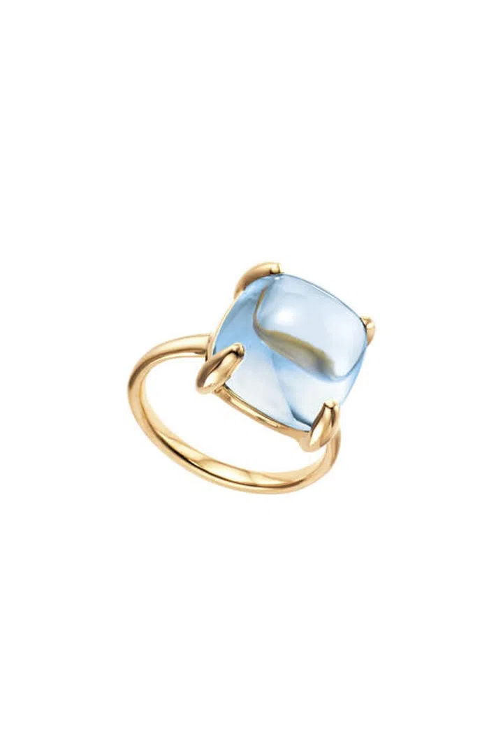 BLUE TOPAZ
[BLU TOE-paz] n. The etymology of topaz is unclear; some say the stone was first mined in Topazios, an island in the Red Sea. Natural blue topaz is very rare, though light blue varieties are found in Texas, where it happens to be the state stone.