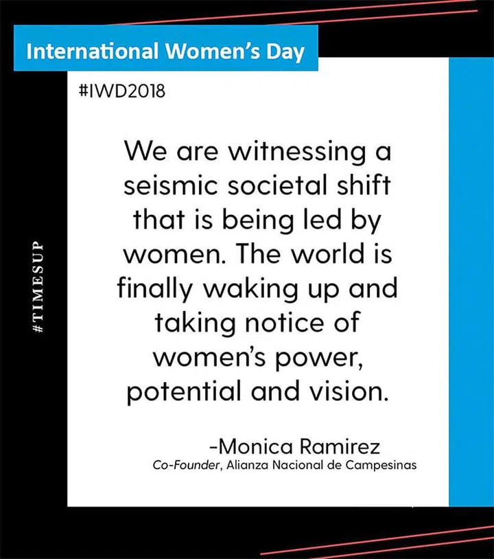 The Big Little Lies star shares a quote from Time's Up, about the "seismic social shift that is being led by women."