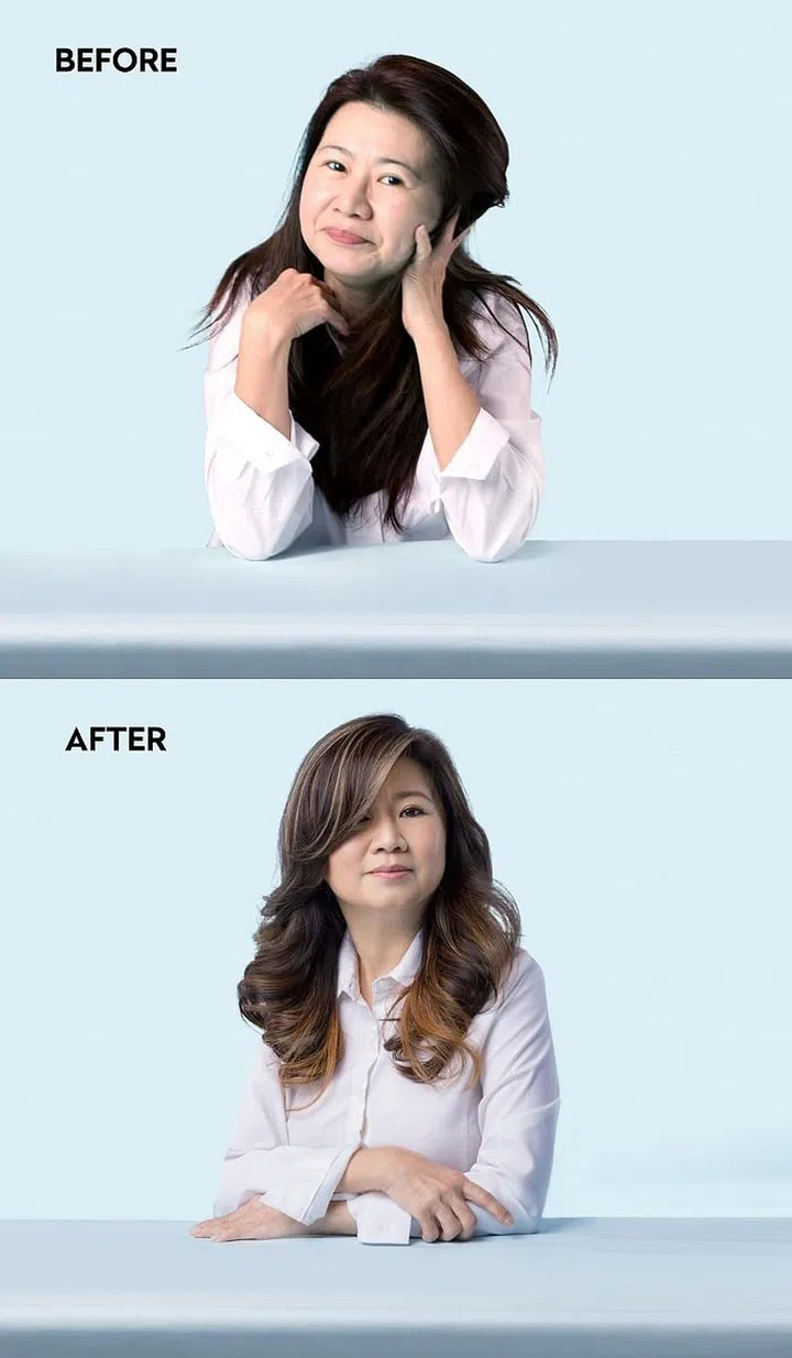 Designed by: Salon Director of Chez Vous, Serene Tan. Services: Cut; Colour and Highlights Customisation. Model: Patricia (Photo: Chez Vous)