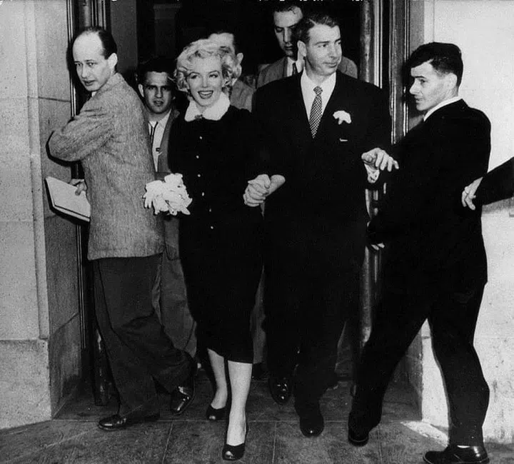 Marrying Joe DiMaggio in 1954. Little Fur Collar Appreciation Club. 