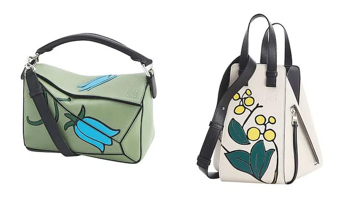 The marquetry technique used on bags from the LOEWE x Charles Voysey collection. (Photo: LOEWE)