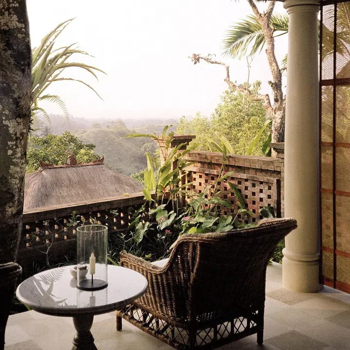 Soak up the serenity of Ubud's lush foothills from the peace of your own private terrace. Behind the French doors, your bedroom is just as tranquil, with a four-poster bed draped in white cotton.