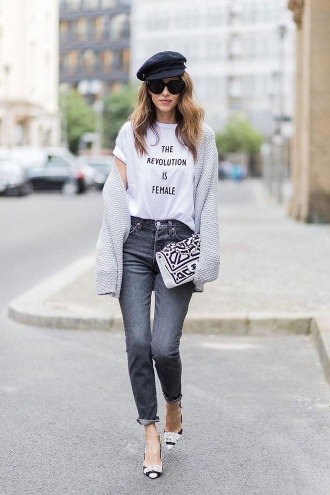 Forget a jacket, come spring, wear a slouchy cardigan over a simple T-shirt and jeans for a relaxed take on the trend. Photo: Getty 
