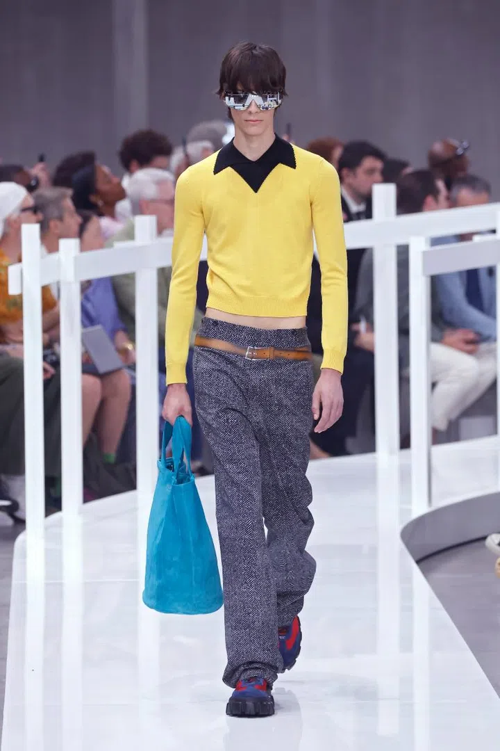 Menswear spring summer 2025 Gucci Prada Loewe Fendi DSquared2 Dries Van Noten shorts skin sexy sheer