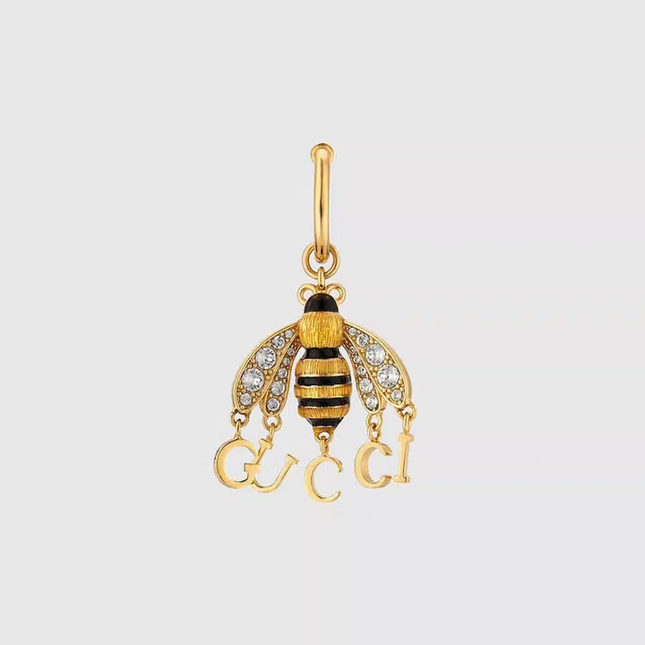Bee Single Earring With Gucci Script, $640, Gucci