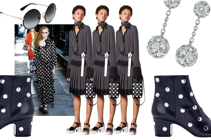 Runway: Gucci cruise 2017 and Michael Kors cruise 2017 | Get the look: Sunglasses, Dolce & Gabbana. Earrings, Atelier Swarovski. Pump, Bimba y Lola.