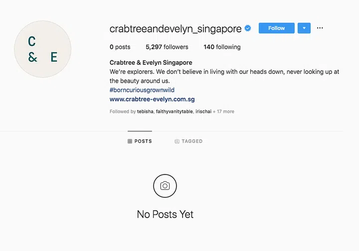 Photo: Screenshot of the Crabtree &amp; Evelyn Singapore Instagram account