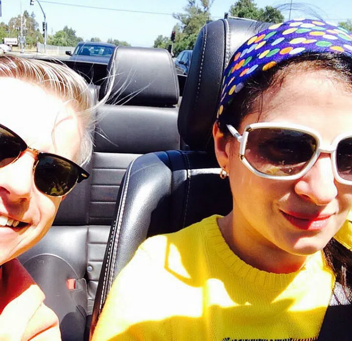 Henestrosa and her husband driving in Napa Valley