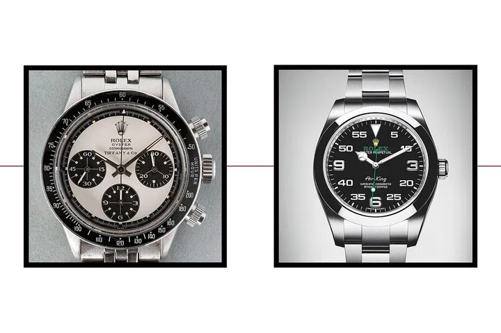 Introduced in 1957, the Air King is considered one of the more enduring and accessible Rolex models. Intended to appeal to members of the armed forces and aviators during the Second World War, the Air King made a welcome return to the current Rolex collection for 2016. The new dials feature a unique two-color (yellow and green) Air King logo, a detail that will most likely become an essential design element for future collectors years.

Proof that small details like the uniquely colored logo can add incredible value? Look no further than another Rolex model, this Oyster "Panda" Ref. 6263. It's similar to the Air King in its specific, rare design elements. For example, the Panda, which takes its nickname from the handsome white dial with black sub-dials resembling a panda's face printed underneath the brand's logo, also features a Tiffany & Co signature as its mark of distinction. This one-of-a-kind Daytona was sold on November 13, 2016 at Phillips Geneva for $882,740.