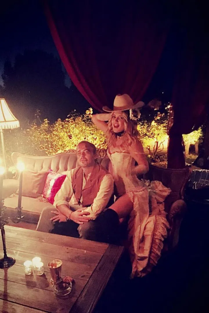 The actress as a western woman at her Halloween party. 