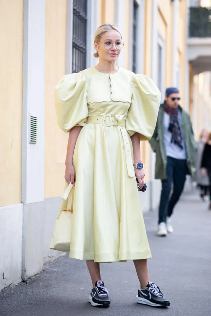 Bold puff sleeves give an otherwise feminine frock some edge. Pair it with your favourite sneakers for a sporty, casual vibe.