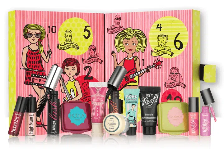 Comprises 12 items, including The POREfessional mini, They’re real! mascara mini,  Benetint mini, Posietint mini, They’re real! remover mini, It’s potent! eye cream mini, Ultra plush gloss mini in lollibop, Hoola mini, Dandelionmini, BADgal lash mini, High beam mini, Lollitint mini