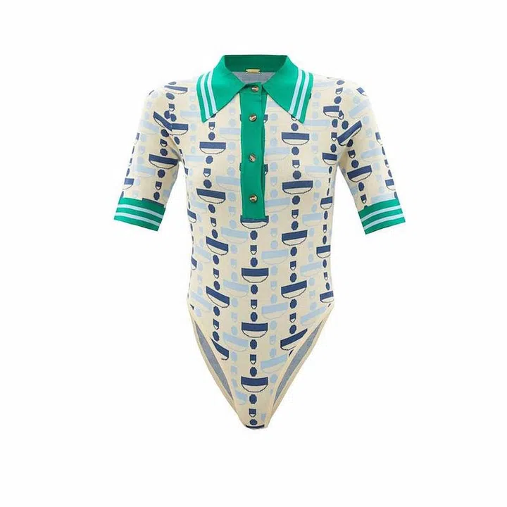 Lucy Geometric-Jacquard Body Suit, $655, Dodo Bar Or at Matchesfashion