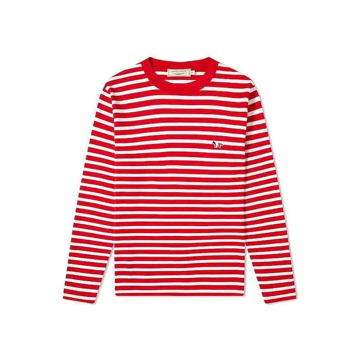 Long Sleeve Tricolour Fox Stripe Tee, $185, Maison Kitsuné at END. 