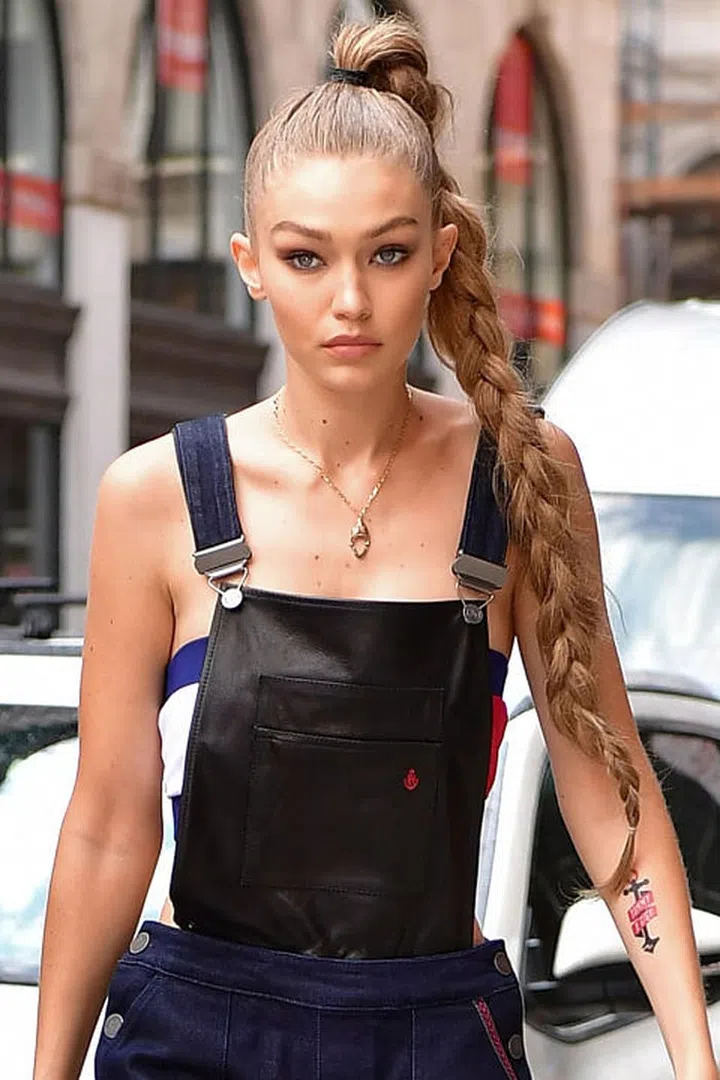 Hairstylist Jennifer Yepez created this crazy-long braid to celebrate the launch of the model's collection with Tommy Hilfiger. Photo: Getty