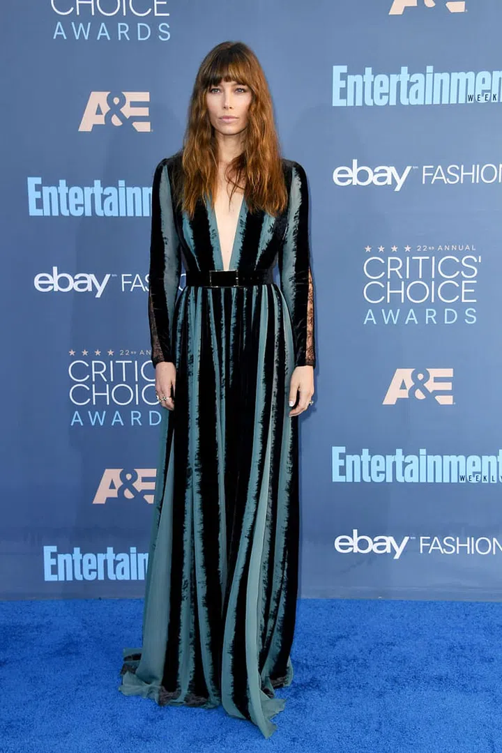 In Elie Saab dress and Stuart Weitzman heels.
