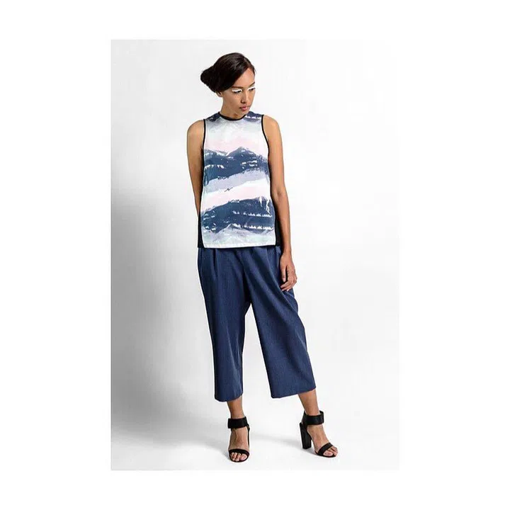 Founded by Seattle-based designer Angeline Oei, the clothes are produced in Singapore and America and feature abstract shapes, prints and textures. This statement top can be worn with black culottes to work, and with a lace skirt on the weekend.
Photo: Instagram