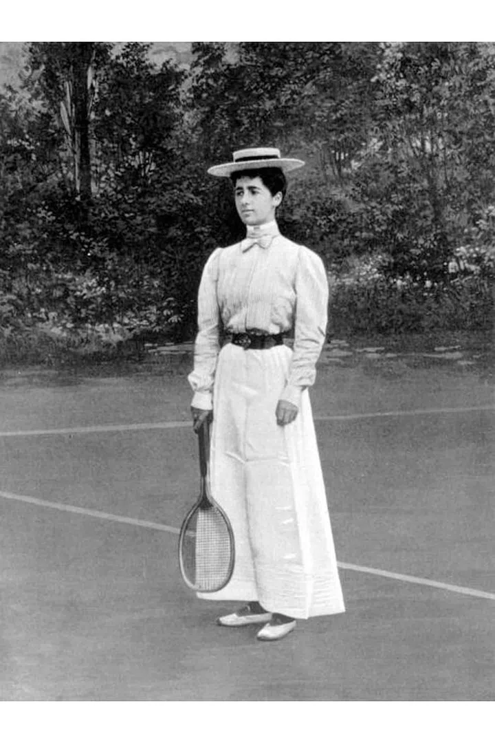 Helen Provost won the silver medal at the tennis women's singles in Paris, and in a full-length skirt, no less. Females taking part had no choice but to play in ankle-length dresses with the long sleeves and high necks of the time period, plus shoes with a heel. Photo: Getty