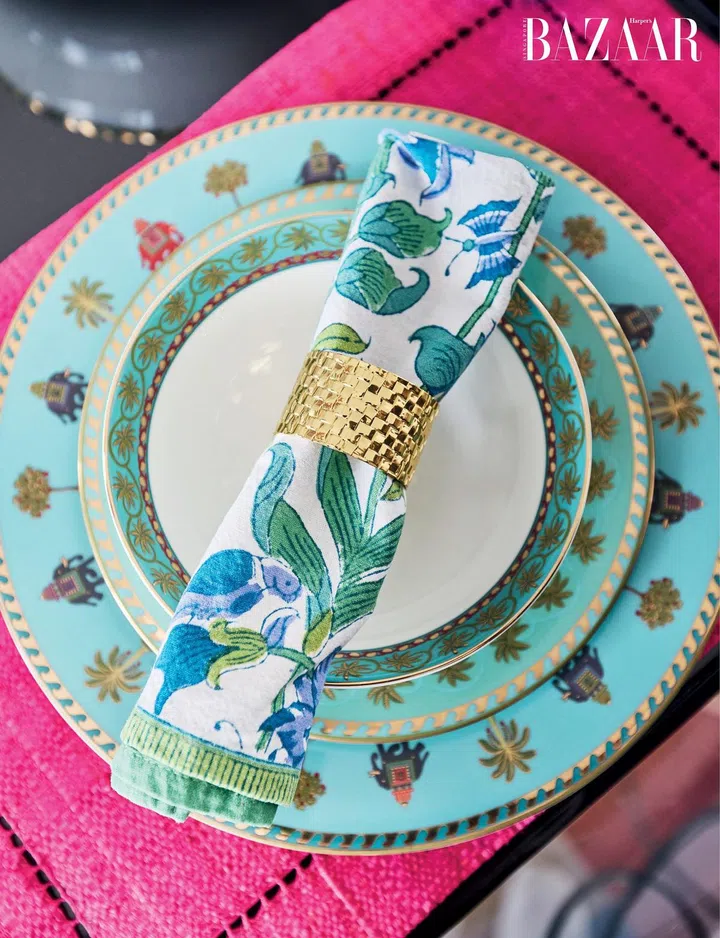 Tableware from Good Earth in Kausar’s favourite colours.