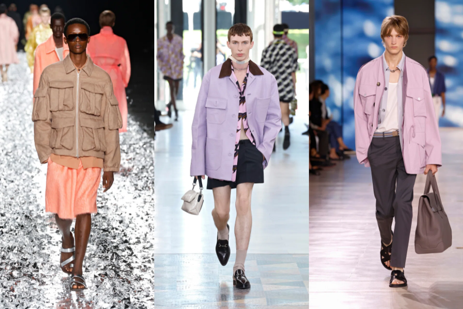 Menswear spring summer 2025 fashion trends pastel utility workwear