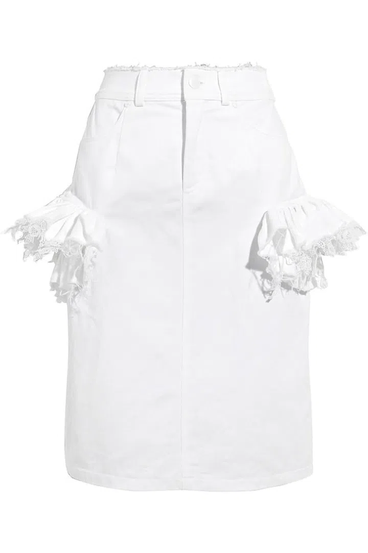 Feminine frills add a girly edge.
Denim skirt, £535, Preen by Thronton Bregazzi at Net-A-Porter