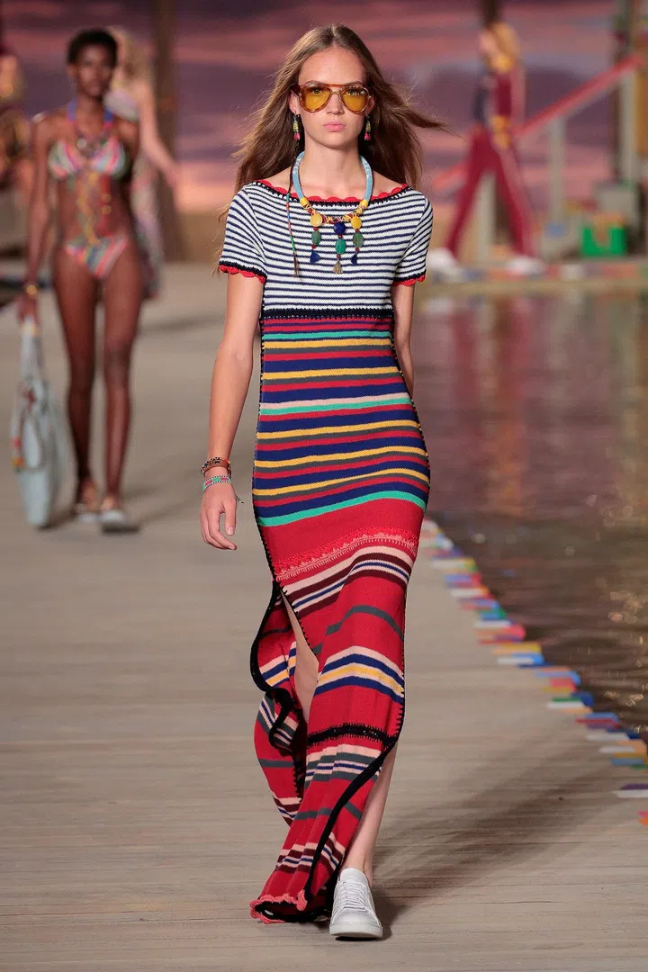 A model walks the runway wearing Tommy Hilfiger Women's Spring 2016 during New York Fashion Week: The Shows  at Pier 36 on September 14, 2015 in New York City.