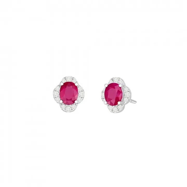 Red Ruby Clover Earring, $2,838, Goldheart
