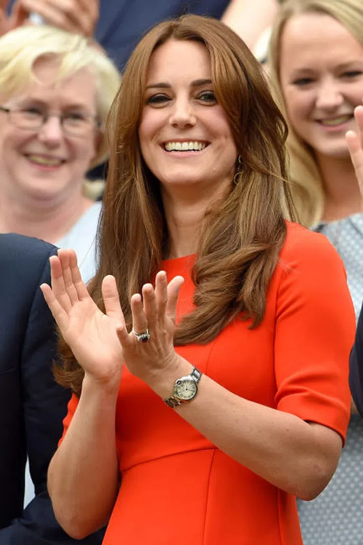 Wimbledon has a notoriously strict dress code — all white, down to women's bra straps — but those rules typically don't extend to spectators. That said, Kate only wore white dresses until the last tournament, when she turned heads in red. Photo: Getty