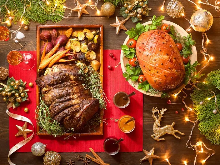 Festive Beef Rib Eye and Coconut Ham